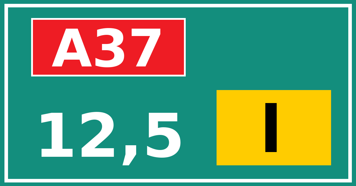 Hectometerbord A37 12,5 letter l