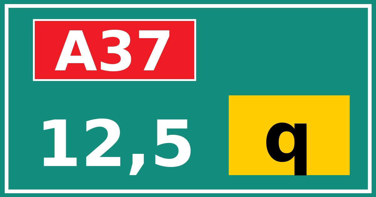 Hectometerbord A37 12,5 letter q