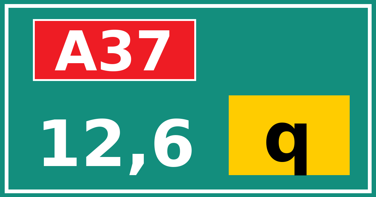 Hectometerbord A37 12,6 letter q