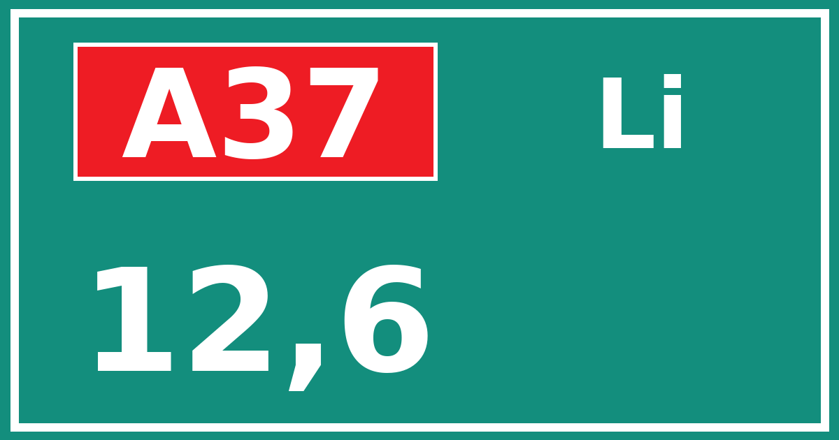Hectometerbord A37 12,6 zijde Li