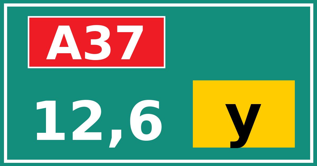 Hectometerbord A37 12,6 letter y