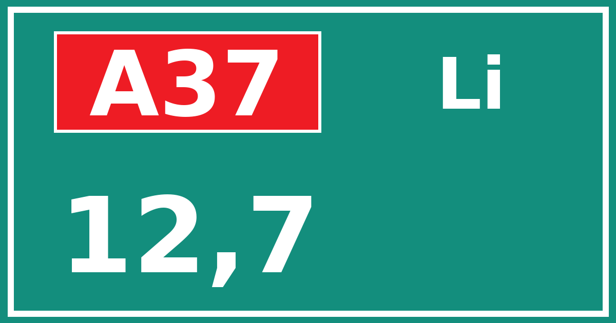 Hectometerbord A37 12,7 zijde Li