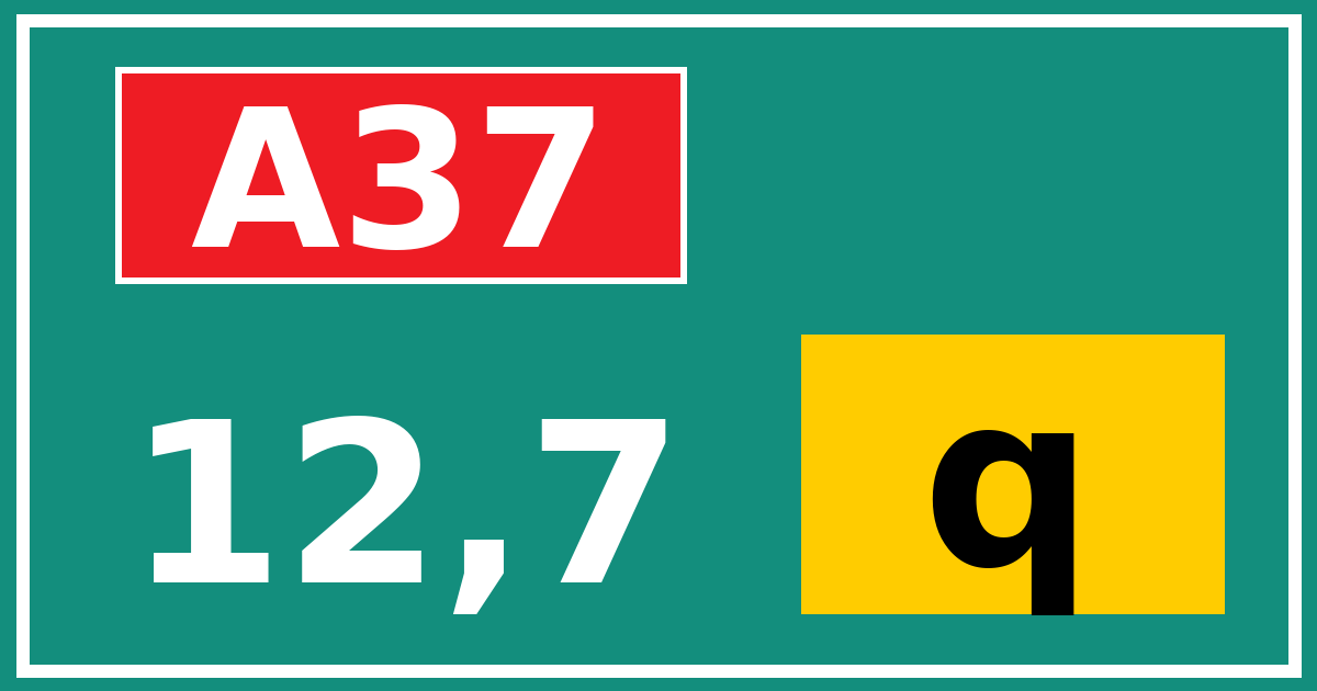 Hectometerbord A37 12,7 letter q