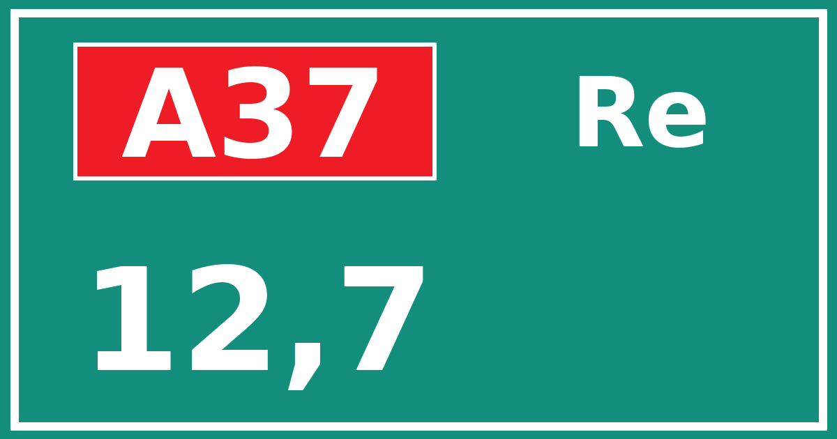 Hectometerbord A37 12,7 zijde Re