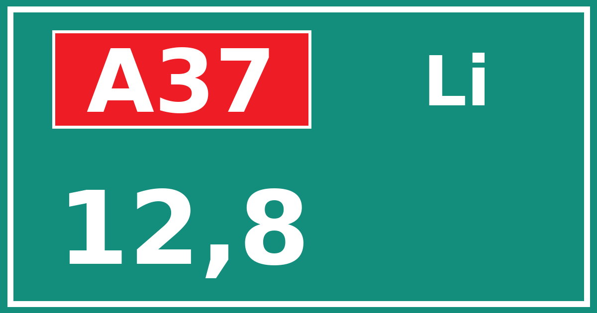 Hectometerbord A37 12,8 zijde Li