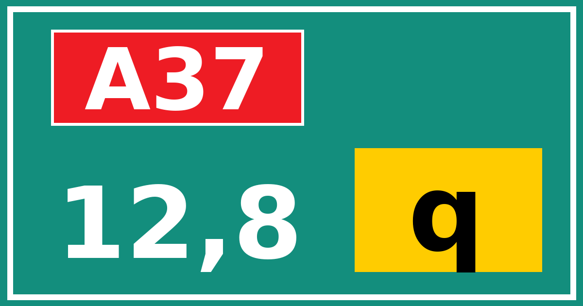 Hectometerbord A37 12,8 letter q
