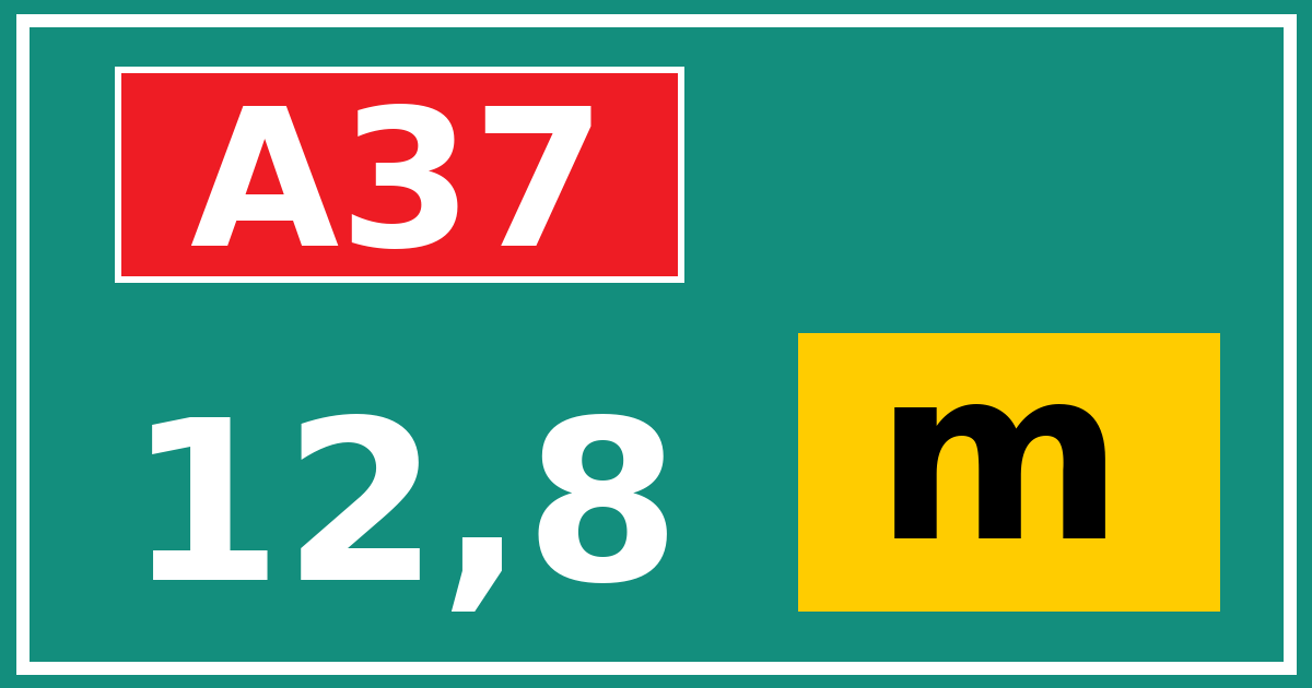 Hectometerbord A37 12,8 letter m