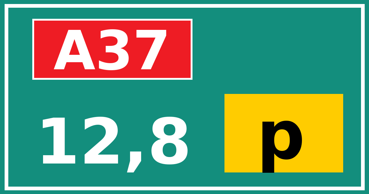 Hectometerbord A37 12,8 letter p