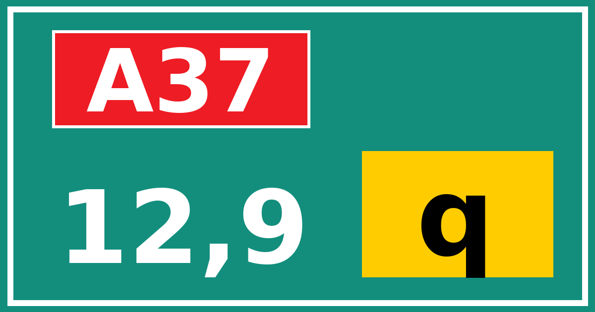 Hectometerbord A37 12,9 letter q