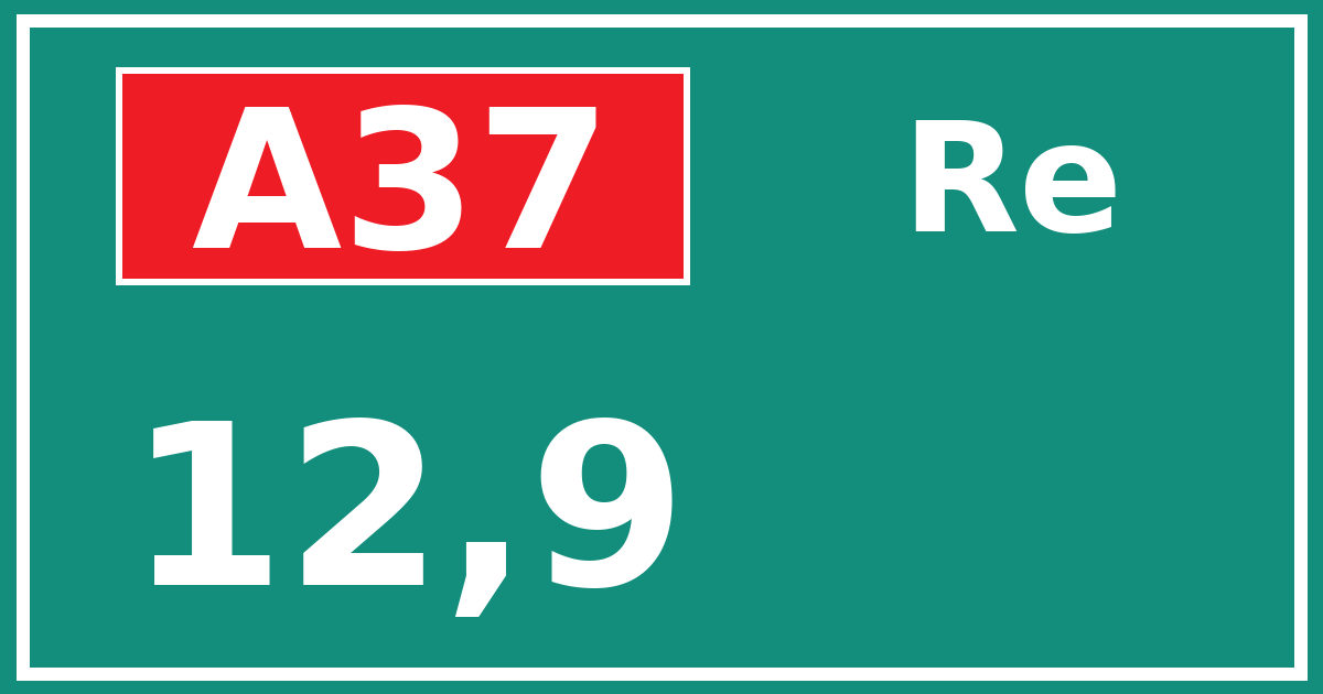 Hectometerbord A37 12,9 zijde Re