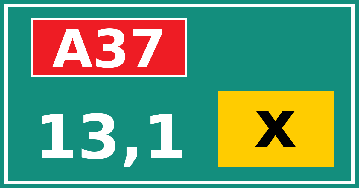 Hectometerbord A37 13,1 letter x