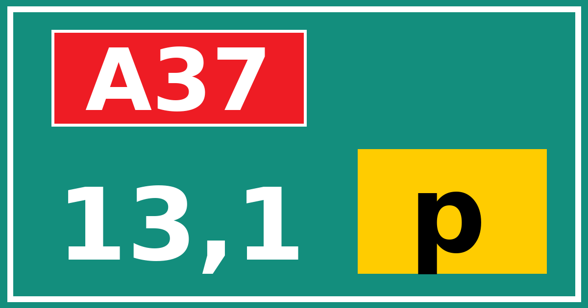 Hectometerbord A37 13,1 letter p