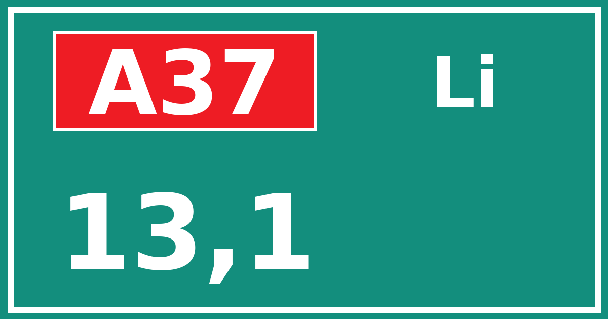 Hectometerbord A37 13,1 zijde Li