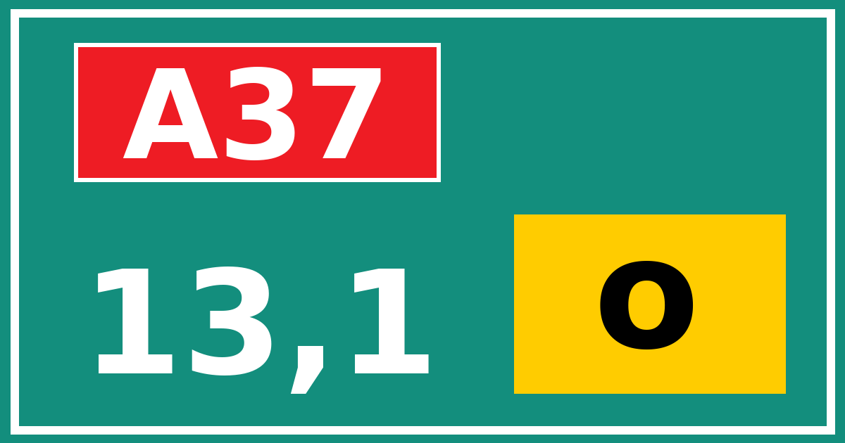 Hectometerbord A37 13,1 letter o