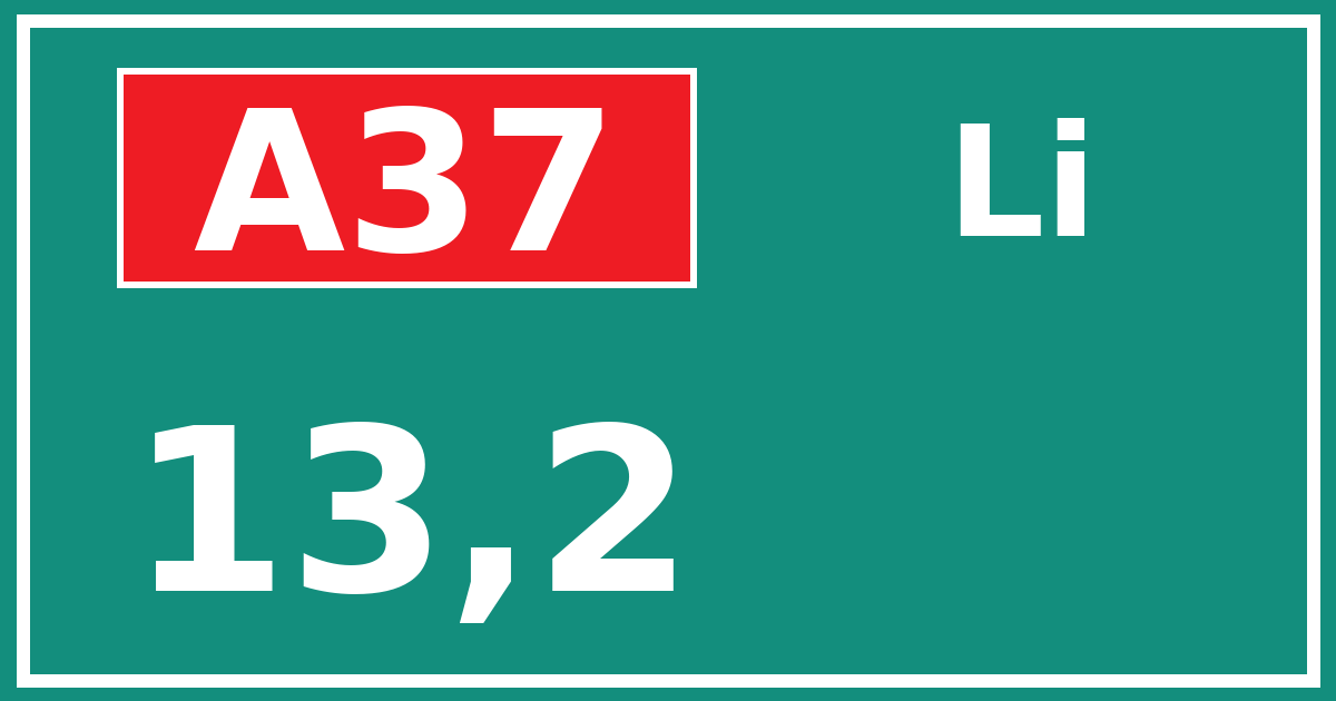 Hectometerbord A37 13,2 zijde Li