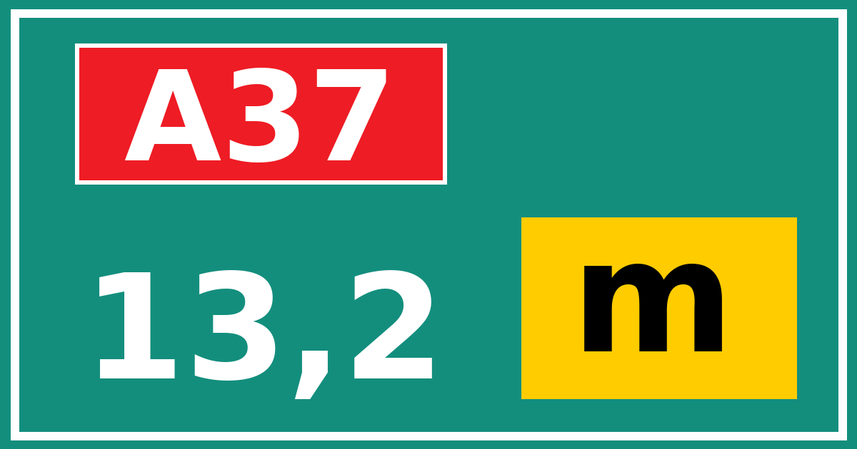 Hectometerbord A37 13,2 letter m