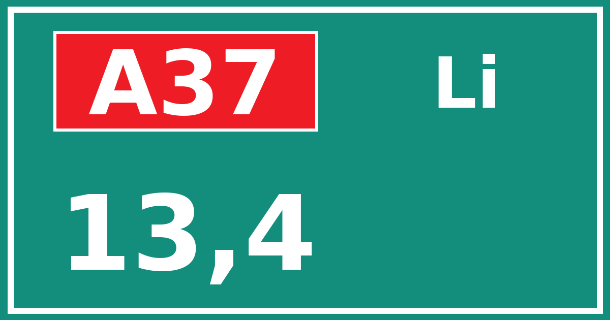 Hectometerbord A37 13,4 zijde Li