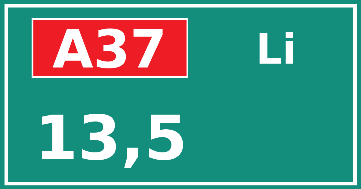 Hectometerbord A37 13,5 zijde Li
