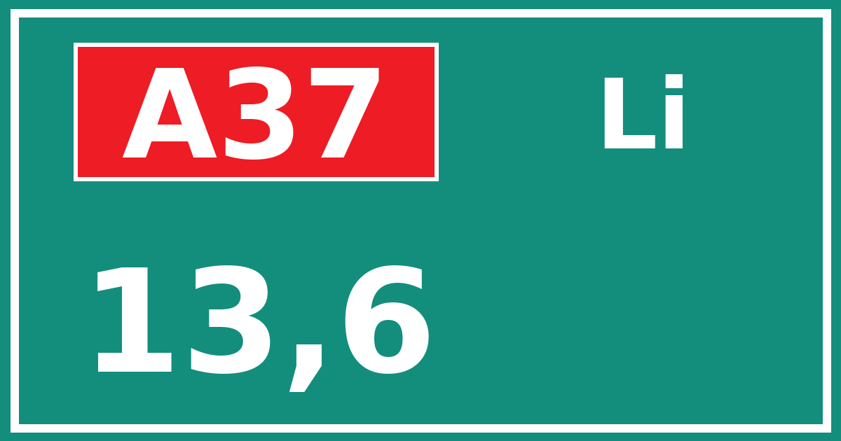 Hectometerbord A37 13,6 zijde Li