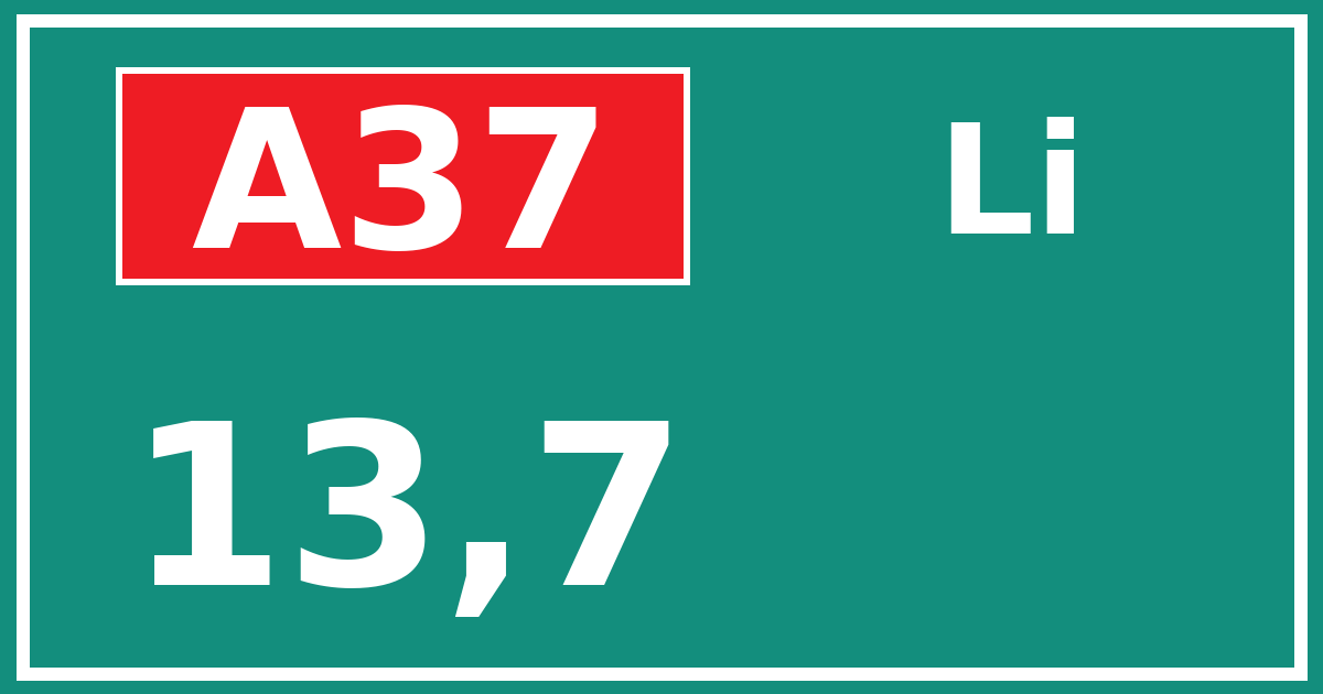 Hectometerbord A37 13,7 zijde Li