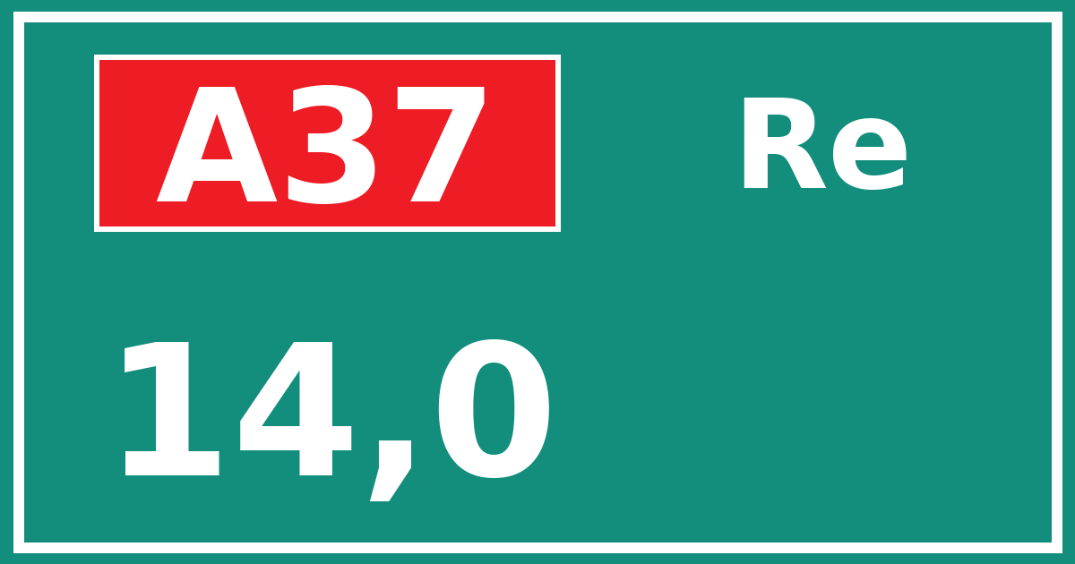 Hectometerbord A37 14,0 zijde Re