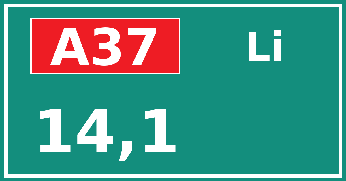 Hectometerbord A37 14,1 zijde Li