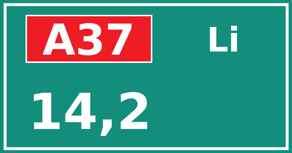 Hectometerbord A37 14,2 zijde Li