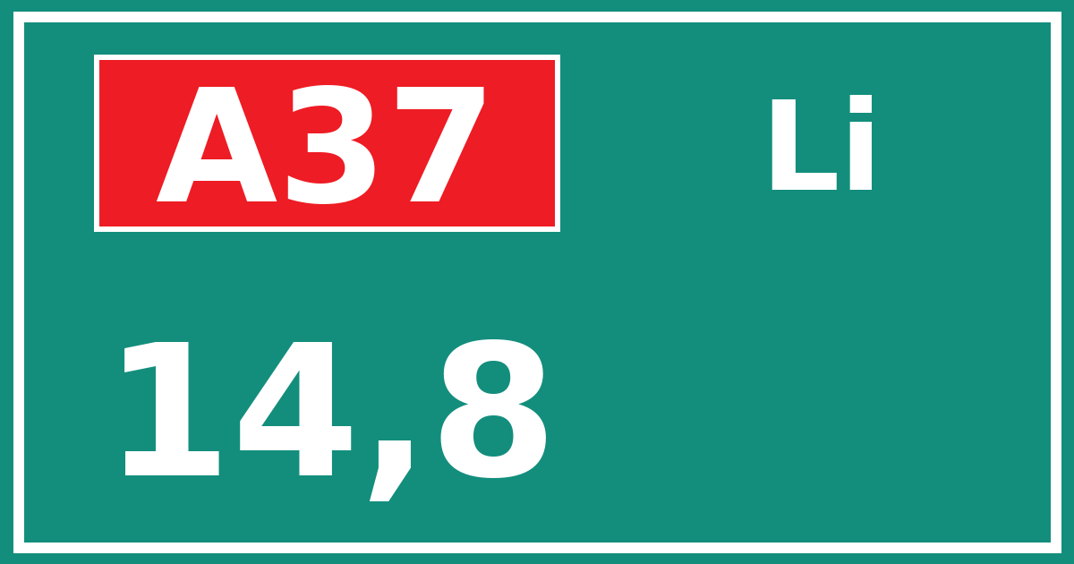 Hectometerbord A37 14,8 zijde Li