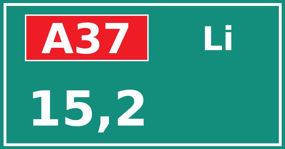 Hectometerbord A37 15,2 zijde Li