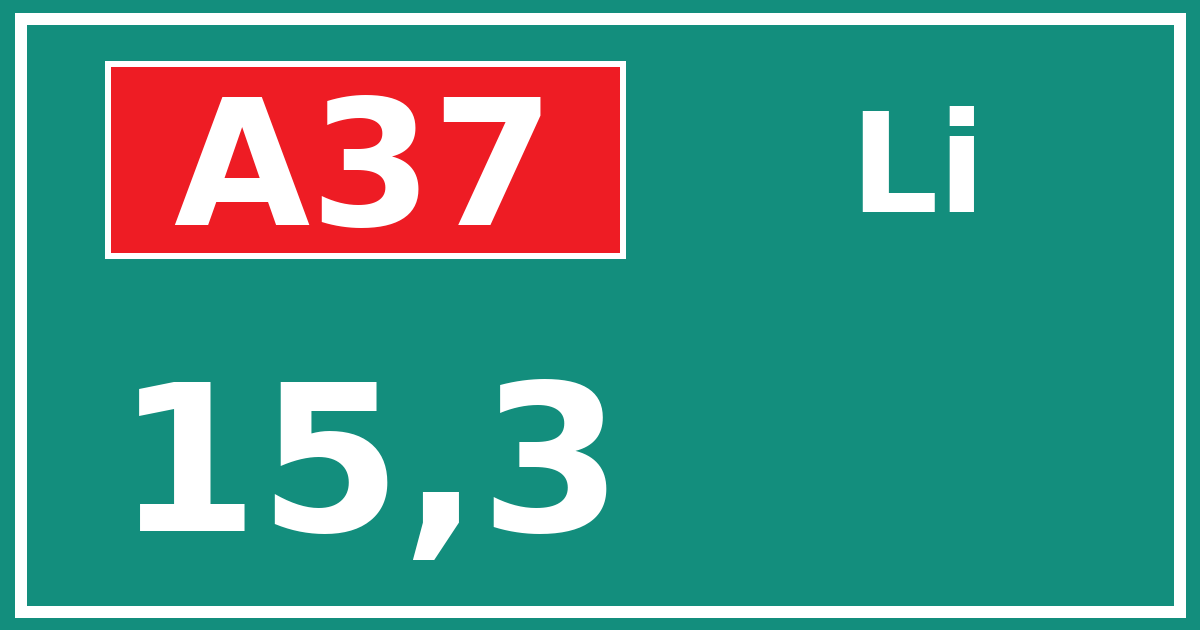 Hectometerbord A37 15,3 zijde Li