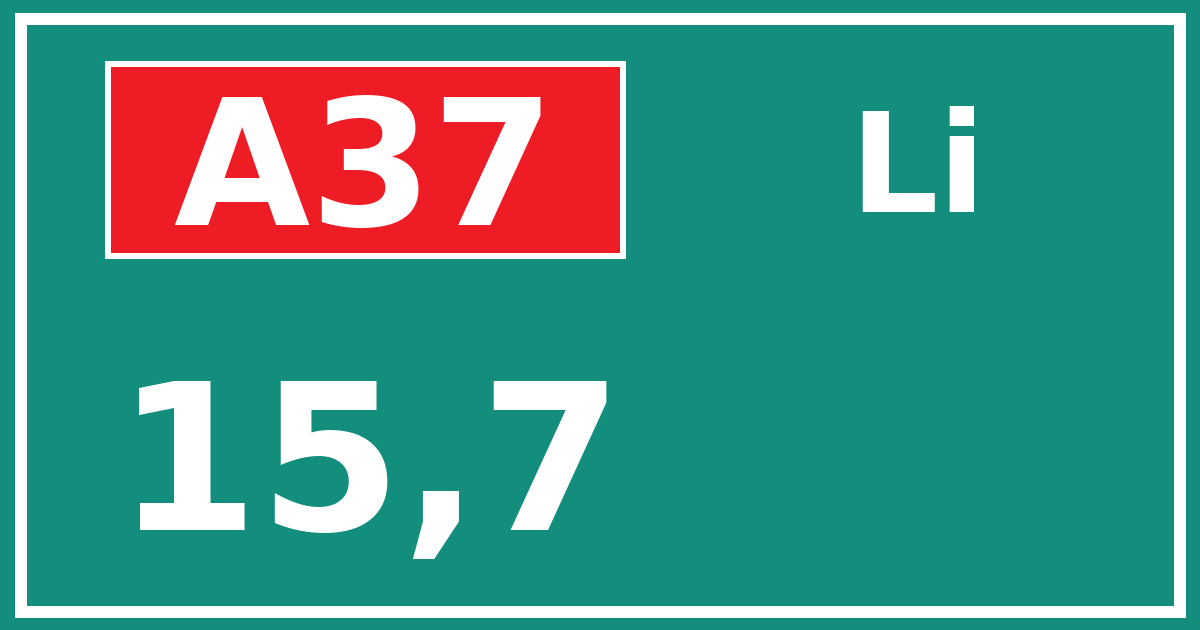 Hectometerbord A37 15,7 zijde Li