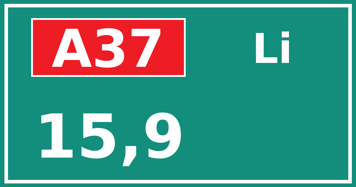 Hectometerbord A37 15,9 zijde Li