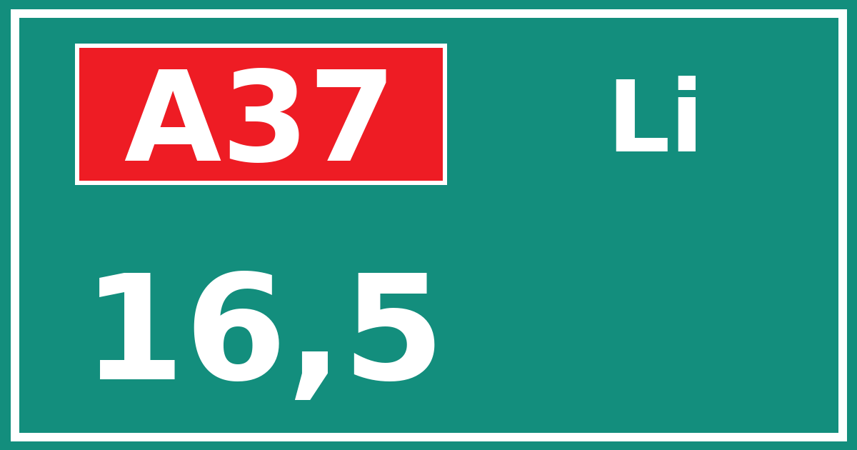 Hectometerbord A37 16,5 zijde Li