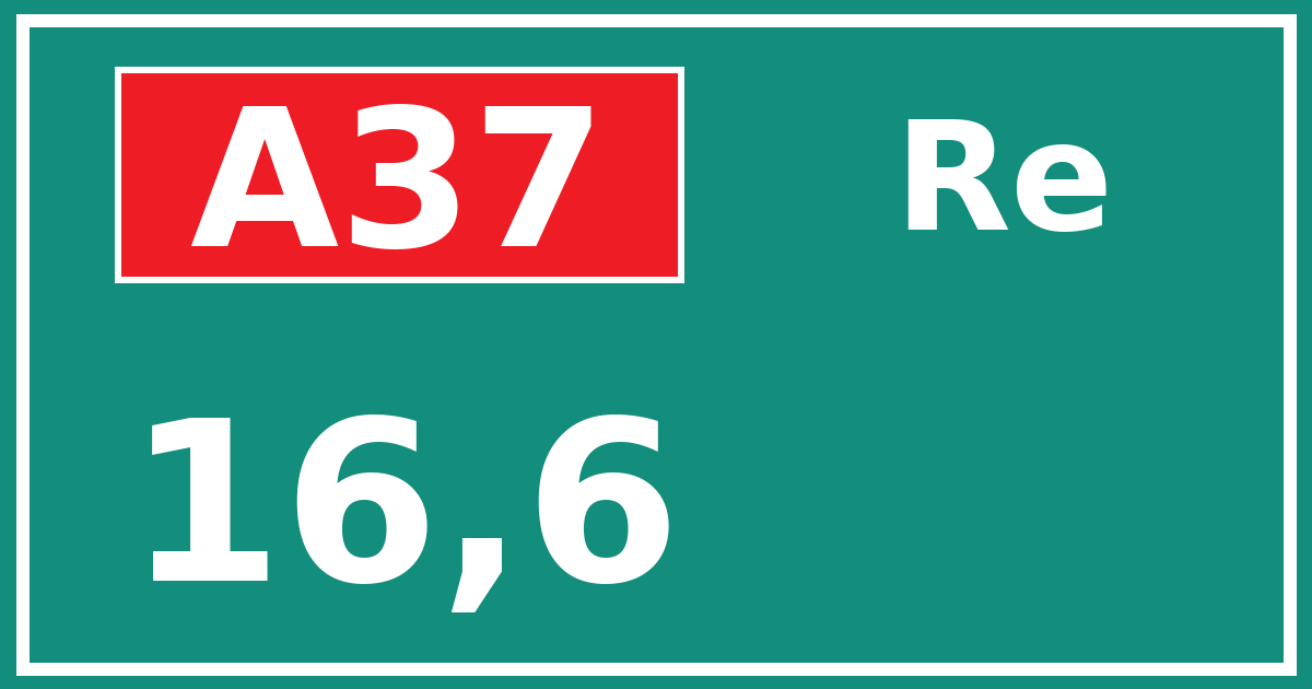 Hectometerbord A37 16,6 zijde Re