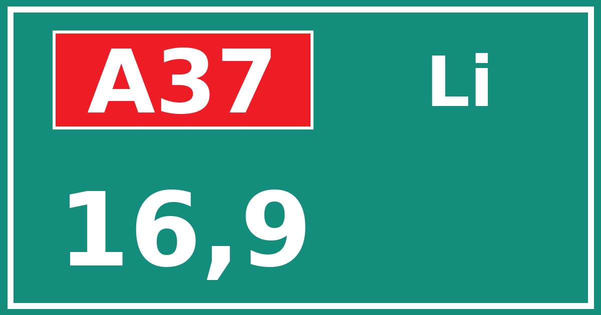 Hectometerbord A37 16,9 zijde Li