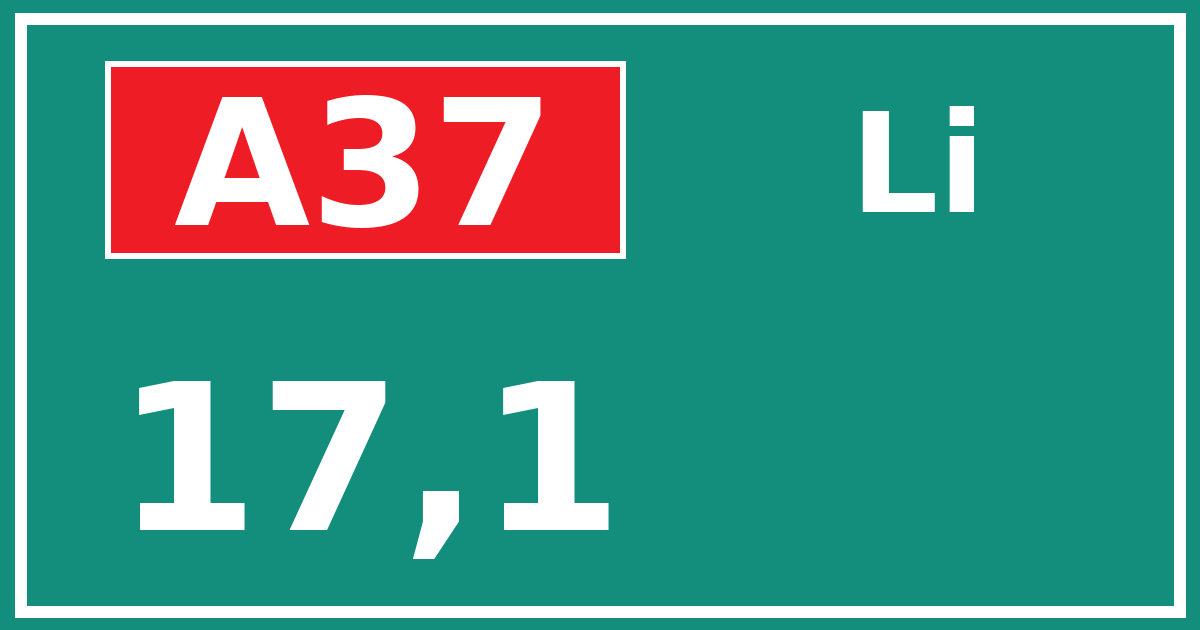Hectometerbord A37 17,1 zijde Li