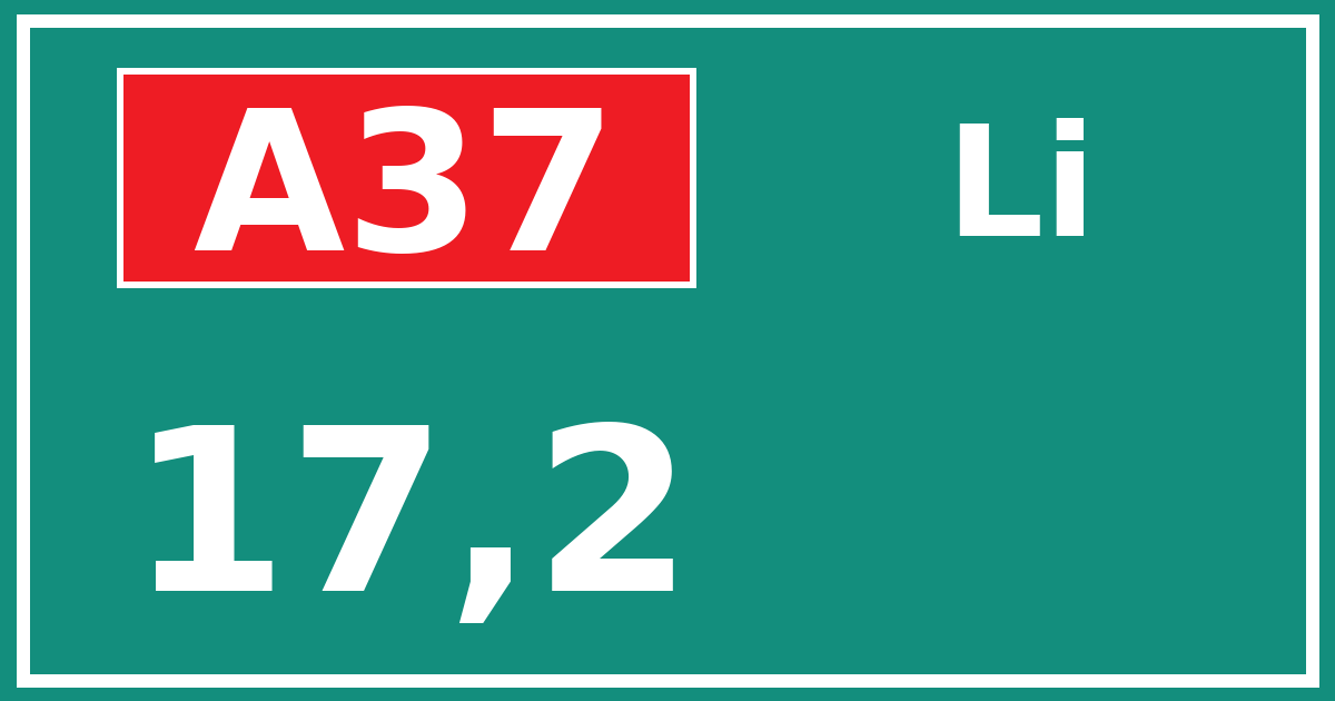 Hectometerbord A37 17,2 zijde Li