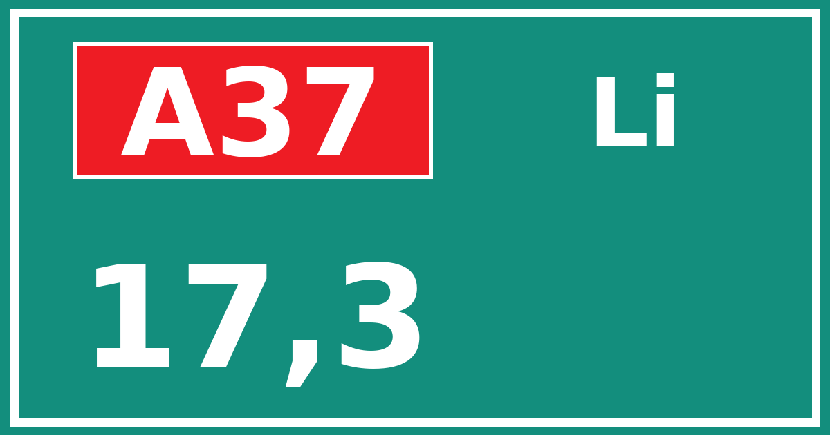 Hectometerbord A37 17,3 zijde Li