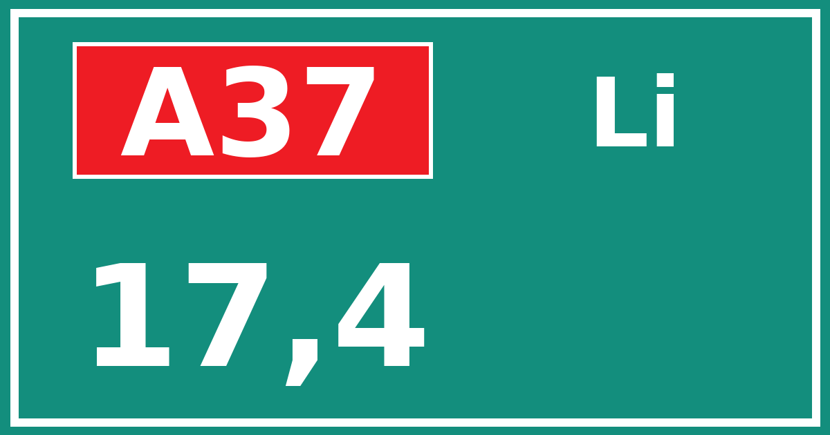 Hectometerbord A37 17,4 zijde Li
