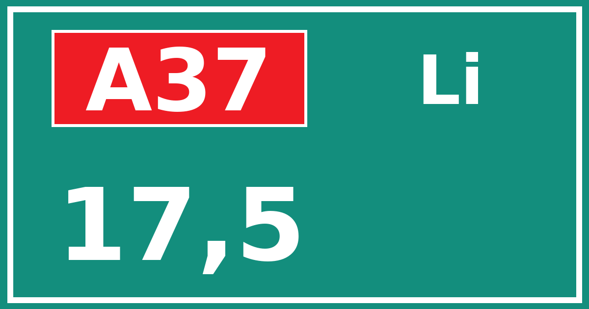Hectometerbord A37 17,5 zijde Li