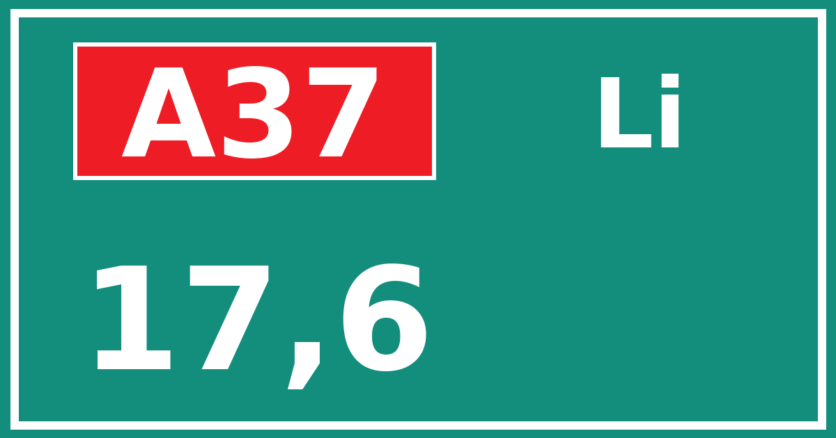 Hectometerbord A37 17,6 zijde Li