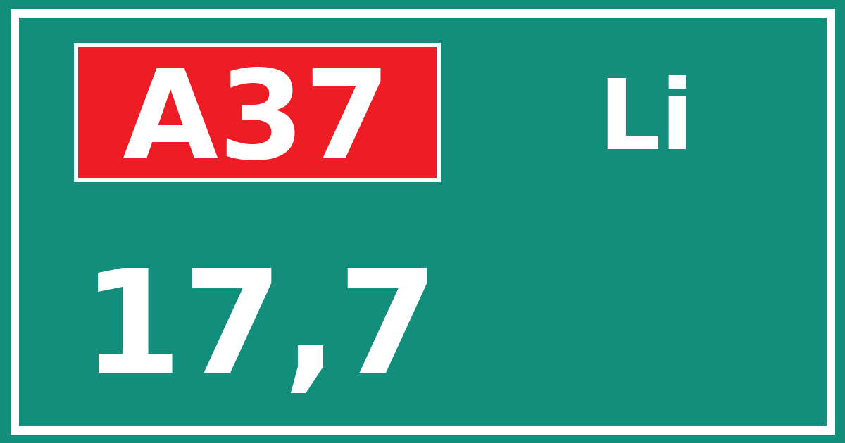 Hectometerbord A37 17,7 zijde Li