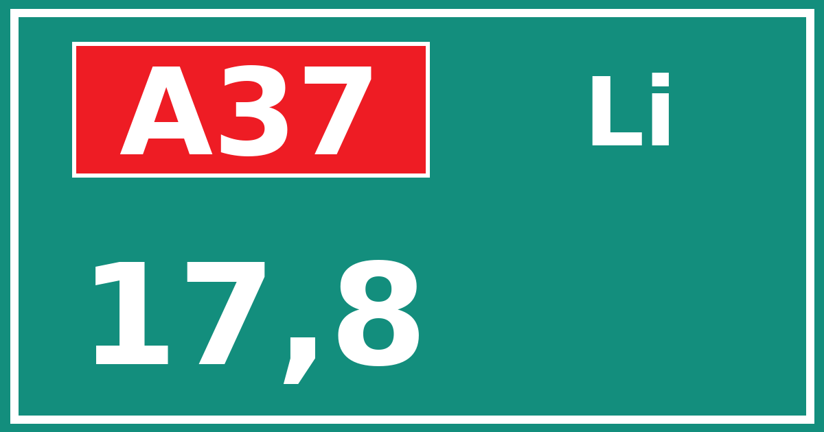 Hectometerbord A37 17,8 zijde Li