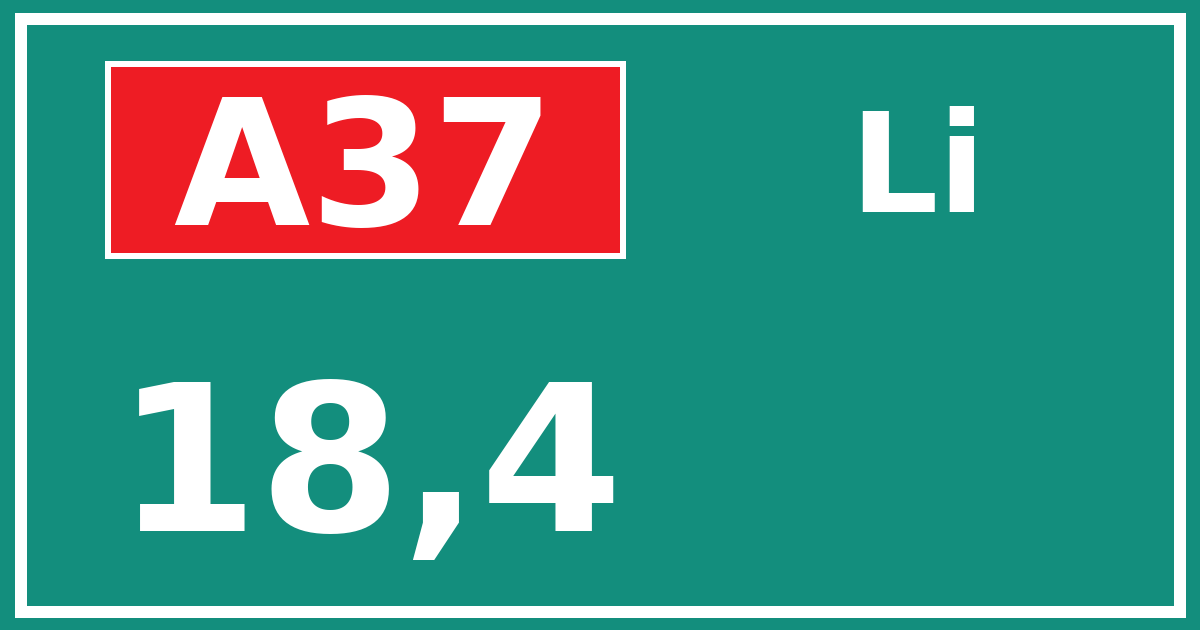 Hectometerbord A37 18,4 zijde Li