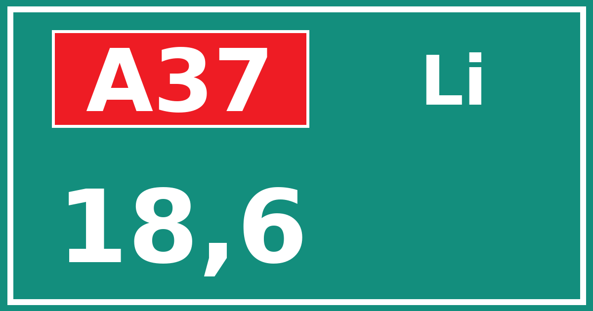 Hectometerbord A37 18,6 zijde Li