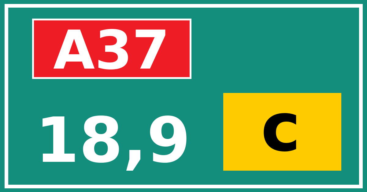 Hectometerbord A37 18,9 letter c