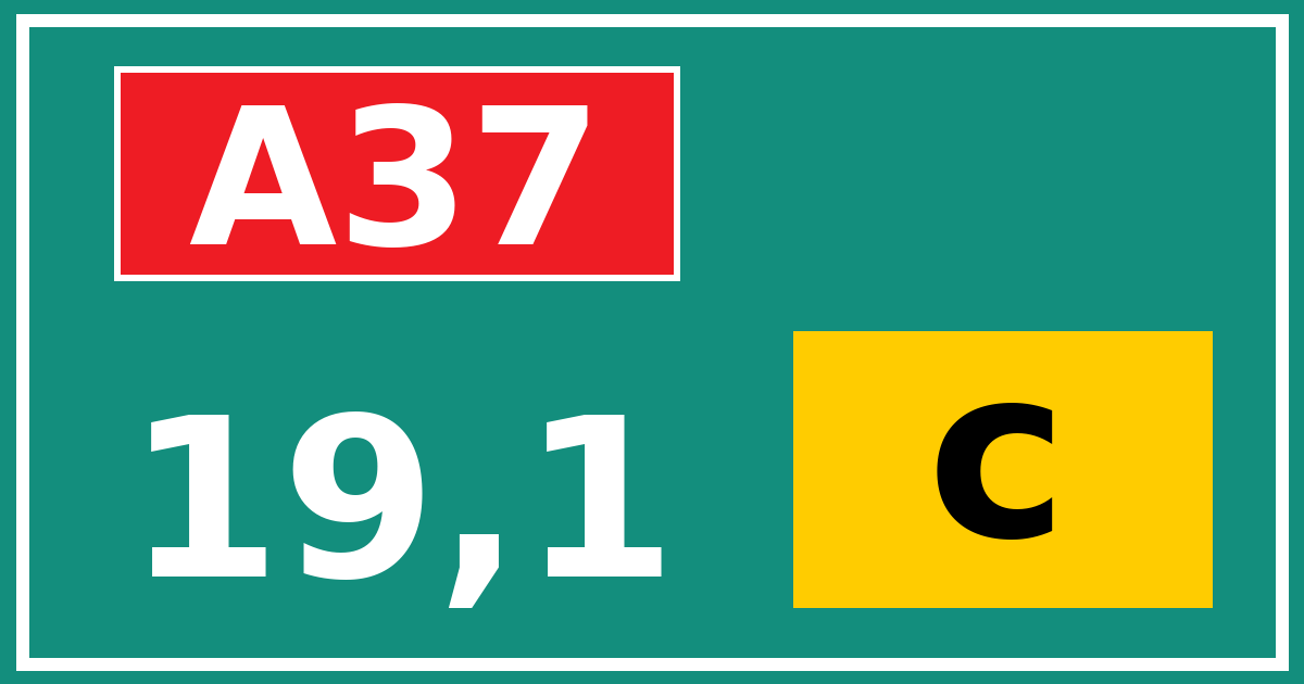 Hectometerbord A37 19,1 letter c