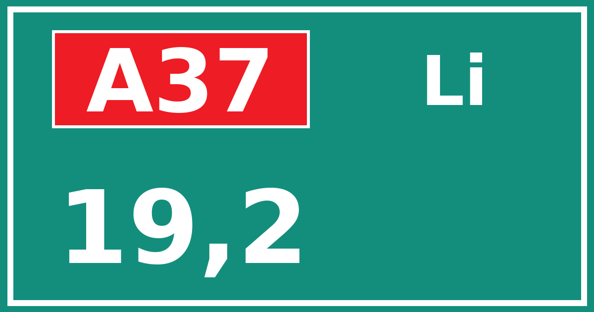 Hectometerbord A37 19,2 zijde Li