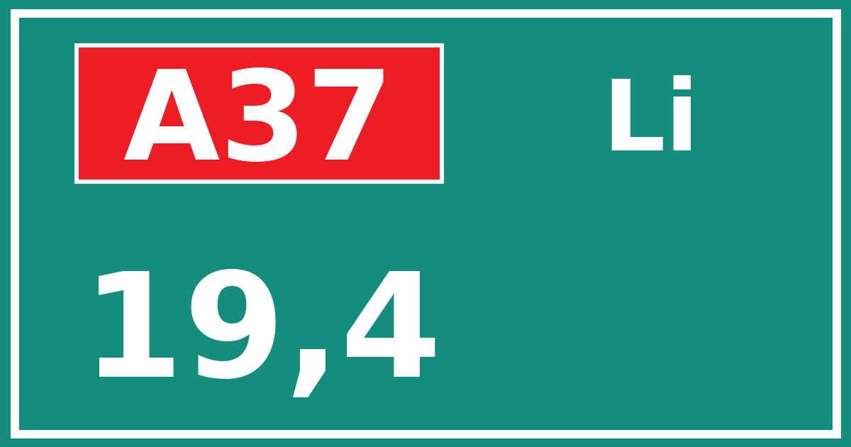 Hectometerbord A37 19,4 zijde Li