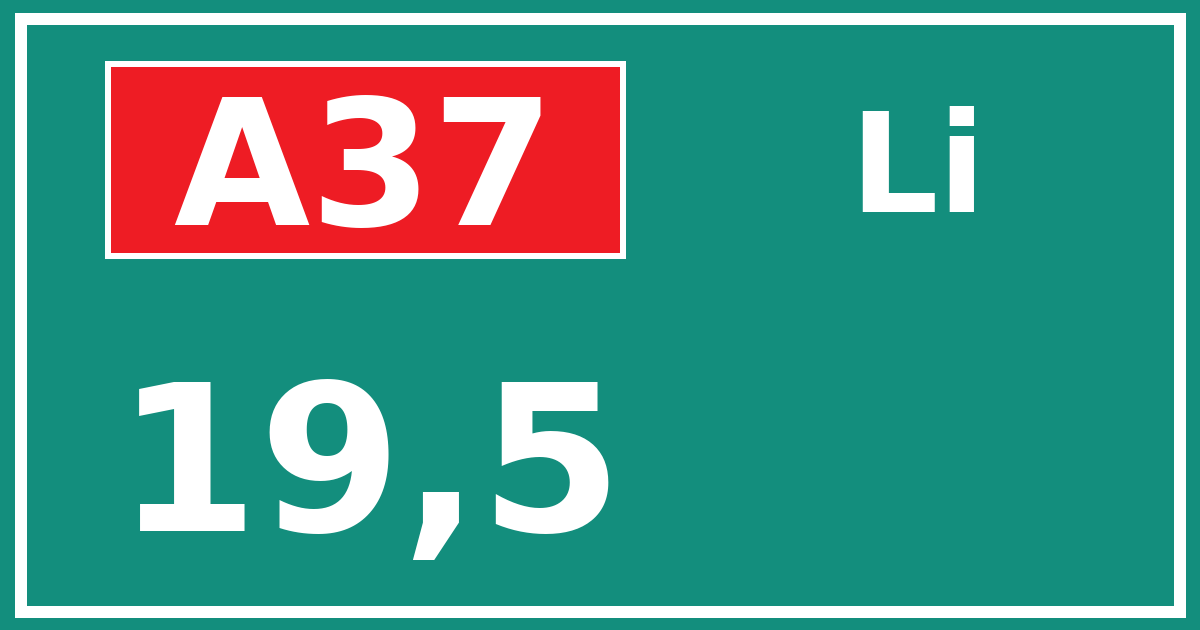 Hectometerbord A37 19,5 zijde Li